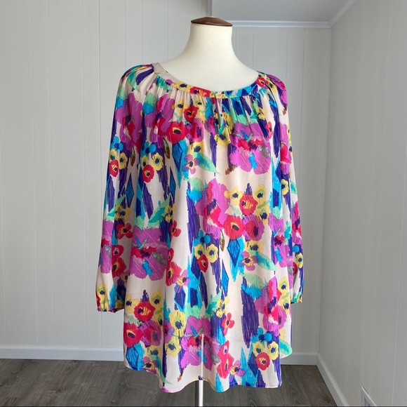 Flowy Boho Daniel Rainn Floral Blouse Large - Picture 4 of 8